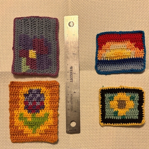 Other - handmade set of four nature-themed crochet patches